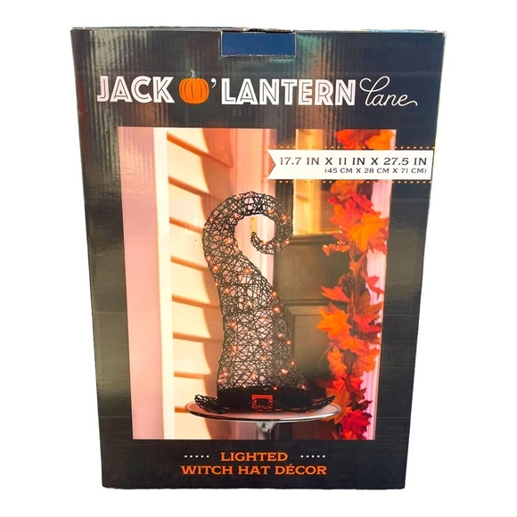 Jack O’Lantern Lane LED Halloween Lighted Witch Hat Indoor Outdoor Figurine NWT - Picture 4 of 11